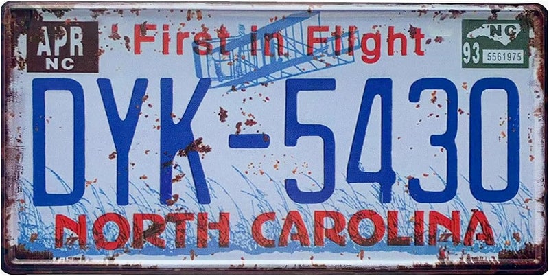 ROOKOPR North Carolina License Plate Aluminum Novelty Car Decor License Plates 12"x6" Front of Car Decorative Retro Rusty License Plate for Men Women Car-33 - Image 1